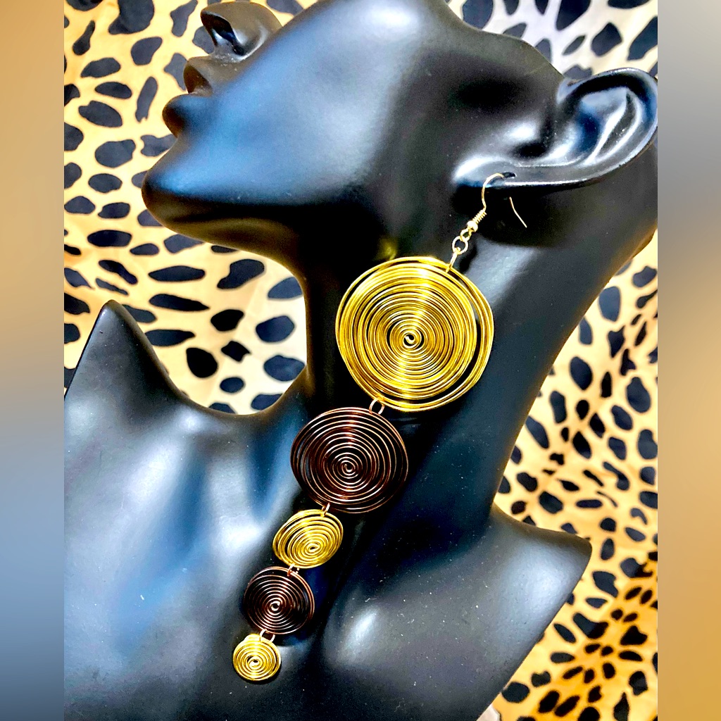 Dna Gold & Bronze Drop Earrings